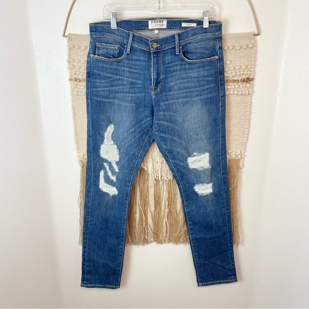 FRAME Le Garçon Amoroso Rip Straight Leg Jean 30